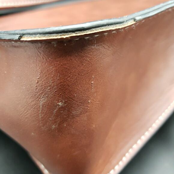 Ecosusi Faux Leather Satchel Purse Brown Cutout Detail Crossbody 11"x8.5" - Picture 10 of 10